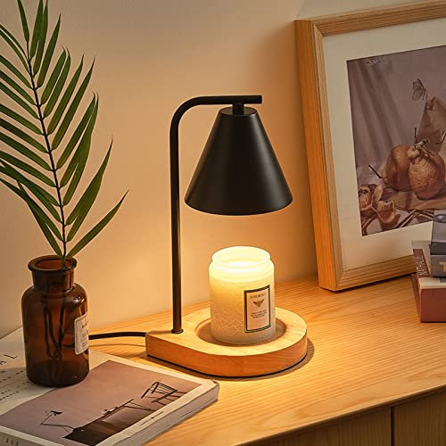 GKXLH Candle Warmer Lamp - Dimmable Candle Lamp Warmer with Timer Electric Candle Warmer Light for Jar Candles, Scented Wax Melt Warmer with 2 Bulbs for Home Decor Gifts for Women Men (Black)