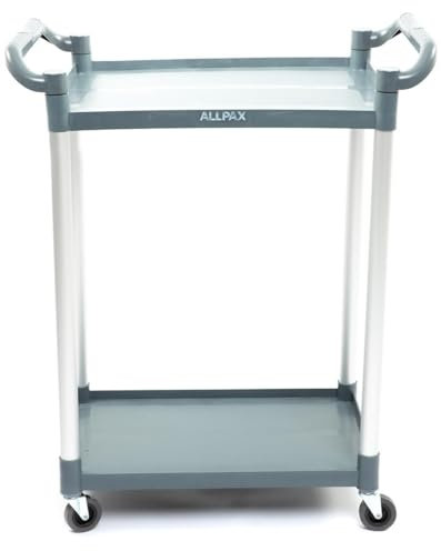 Servierwagen Kunststoff mit Rollen - 2 Böden - Tragfähigkeit 50 kg pro Boden - 80 x 43 x 96 cm - Transportwagen, Küchenwagen, Abräumwagen, Teewagen