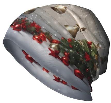 RAXER Mütze mit Weihnachtsbaum und Glocken, bedruckt, bequem, atmungsaktiv, weich, warm, Baumwolle, Schwarz, Schwarz , One size