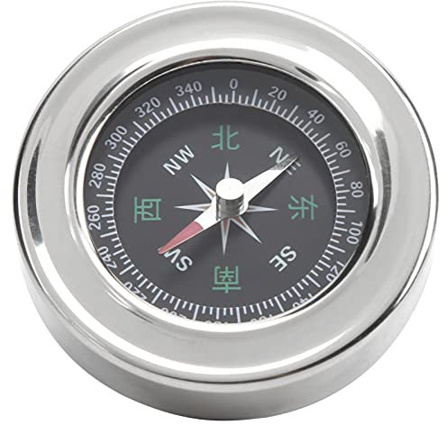 Mini Kompass, 60mm Edelstahl Kompass Tragbarer Taschenkompass Orientierungslauf Kompass für den Außenbereich für Camping, Wandern Zubehör(Silber)