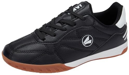 JAKO Kinder Fußball Schuhe Training Sport Jungen Fussballschuhe NonMarking Hallenschuhe Sportschuhe J-SI Signature in Weiß/Schwarz in Größe 40