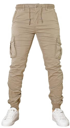 Toocool Pantalons pour Hommes, Pantalon Cargo en Coton pour Hommes, Pantalon avec Poches Latérales, Pantalons de Travail G6538 [40/TG 50,G6601 Beige d'été]