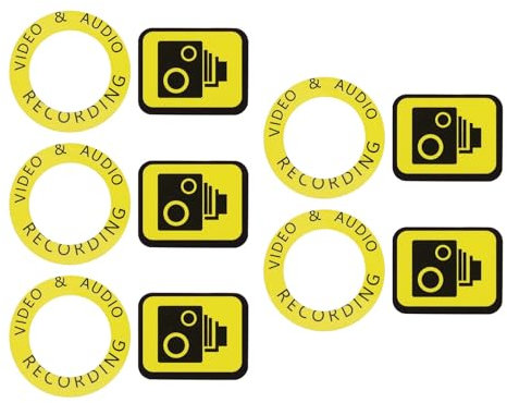 The Lord of the Tools 5 Sets Camera Body Cam Video Recording Stickers CCTV Yellow Body Stickers Recorder Camera Video Warning Label Sticker Compatible with Brifield BR1 BR3