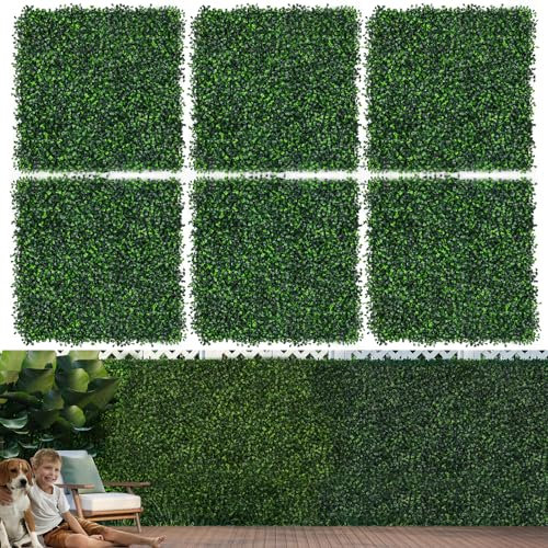 Moeput 12 pannelli da parete in erba artificiale, 25,4 x 25,4 cm, pannelli da parete in erba artificiale, sfondo verde, pannelli per siepi in bosso, pannelli per sfondo da parete per feste, matrimoni,