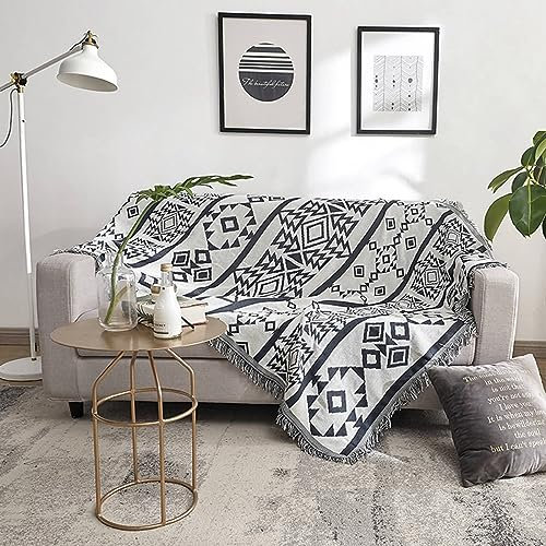 Bishilin Überzug Sofa 2 Sitzer, Couchbezug Eckcouch 230x250CM Ethno Geometrie Motiv mit Quasten Sofabezug Universal Katzenschutz