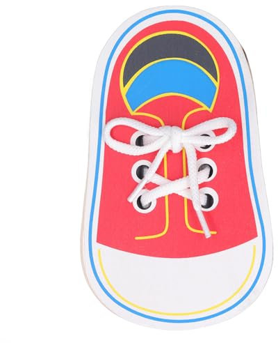 Alomejor Lernen Sie, Schnürsenkel zu Binden, Spielzeug, Holzschuhe, Schnürspielzeug-Set, Entwickeln Sie Feinmotorik für Kindergärtnerinnen (Spielzeug zum Schnüren und Bespannen)