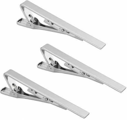Roctee Silver Tie Clips for Men, 3 Pack Men's Tie Clips Necktie Tie Bars Tie Pins for Men Accessories