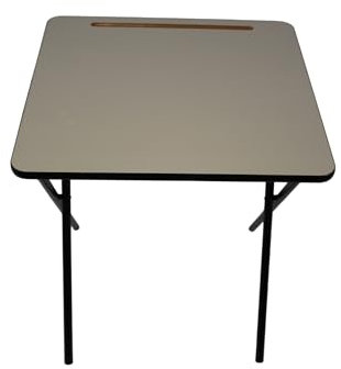 Meta Furniture 60cm Wooden Folding Computer Desk - Black Frame, Wood Effect Top - Laptop Notebook Table PC for Writing Study Office Bedroom & Gaming (1, Grey)