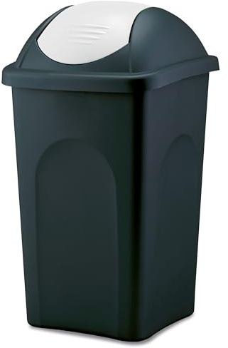Poubelle avec couvercle basculant - Noir et blanc - 60 l - Pour tri sélectif - Poubelle - Poubelle - Poubelle à bascule - Poubelle à papier - Corbeille à papier - Poubelle de recyclage - Poubelle à