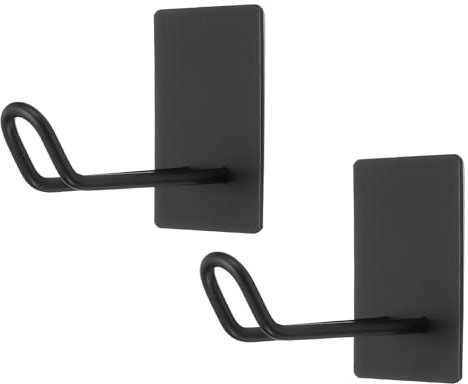 sourcing map 2pcs Self Adhesive Wall Hooks Large Waterproof Stainless Steel Sticky Towel Closet Hooks Adhesive Wall Mount Hangers Without Drill for Bathroom Kitchen Washroom Doorway, Black