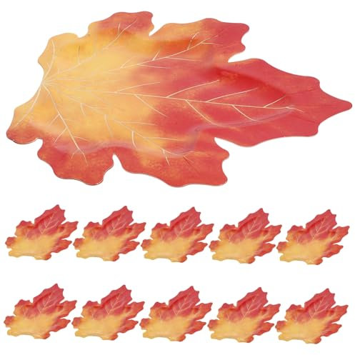 TOPBATHY 20 Platos De Papel De Hoja De Arce Para Acción De Gracias Fiestas De Otoño Postres.