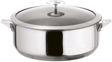 Cuisinox - Eclipse - Sauteuse 24 cm avec revêtement céramique avec couvercle - Fond encapsulé - Compatible tous feux dont induction - Acier Inoxydable 18/10 - Finition miroir