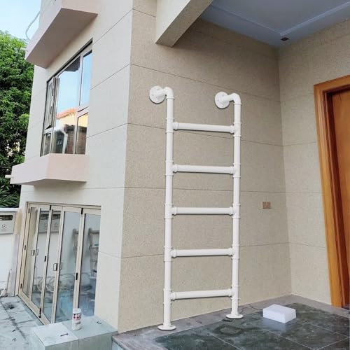 Wall Mounted Emergency Egress Ladder for Window Well Basement and Attic Escape Ladder Climbing Rope Ladder for Apartments and Bunk Beds 65in Fixed Entrance Egress Ladder
