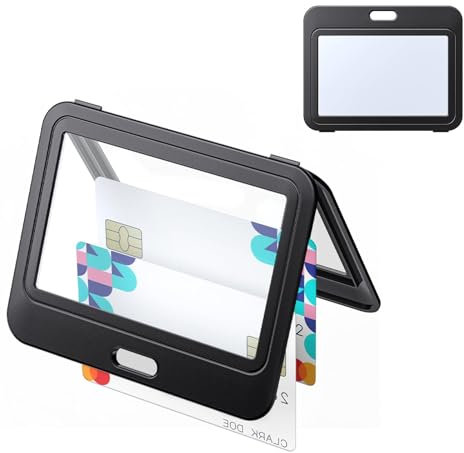 Uniclife Ausweishalter mit doppelseitigen Fenstern, horizontal, Hartplastik, schwarz, Kartenschutztasche für Büro, Schule, Ausweis, Kreditkarten, Näherungsschlüssel, Führerscheine und Pässe, 1 Stück