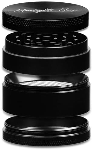 Moonlight Haze Herb Grinder, 4 Piece, Large 6.3cmx4cm (2.5x1.6inch) x, Zinc Alloy Metal Grinders