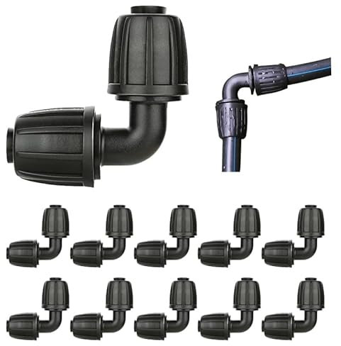 xlwen 10 Pièces 16mm Connecteurs Barbelés de Tuyaux pour Système d'Irrigation 16mm Raccords D'irrigation Goutte à Goutte Adaptateur Coude D'Irrigation Goutte pour Jardin, Pelouse