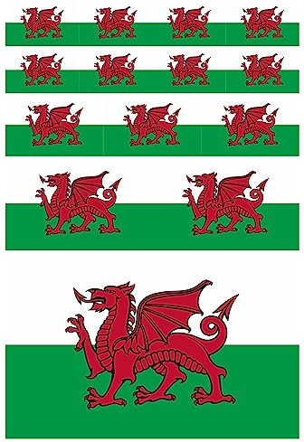 Daged Wales Aufkleber Karte 14 Stück - PKW Auto Motorrad Biker Flagge Fahne Vinyl 14 F