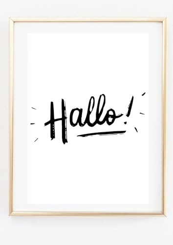Kunstdruck Din A4 - Hallo - Hello Begrüßung - Typographie Druck Poster Bild - ohne Rahmen