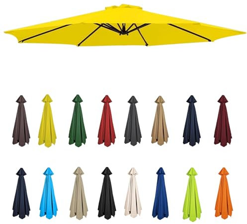 2m-3.5m Replacement Parasol Canopy, Umbrella Replacement Fabric, Garden Umbrella Replacement Cover, Outdoor Replacement Fabric, 6/8 Arms, replacement parasol fabric cover for Garden Umbrella(Yellow,8r