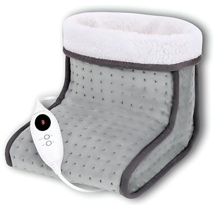 Electric Foot Warmers | Soft Plush & Machine Washable | Heated Foot Warmers for Cold Feet | 6 Temperature Settings & Auto-Off | Foot Warmer for Men & Women, Office, Home, Bed