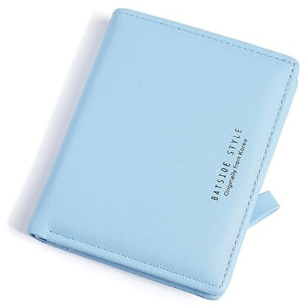 Skyearman Portefeuille Femme en Cuir Petit à Fermeture Éclair Porte Monnaie Femmes Slim Court Portefeuilles avec 7 Emplacements de Carte (Bleu Ciel)