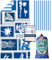 Giyim Strandtuch XXL - 200 x 90 cm Mikrofaser Handtuch mit Tasche, Saugfähig und Schnell Trocknende Strandhandtuch, Weiches & Leichtes Beach Towel für Strand, Schwimmen (Blau Kariert)