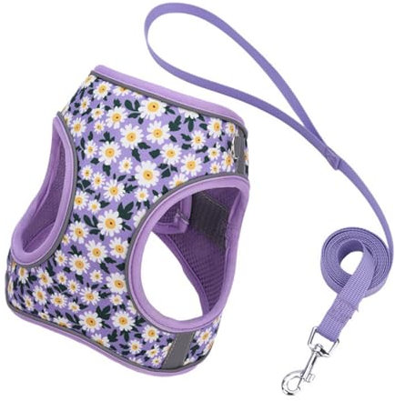 Hundegeschirr mit Leine, Hunde Zuggeschirr, Sicherheitsgeschirr Hund Ausbruchsicher, Hundeschlittengeschirr, Panikgeschirr für Hunde, Verstellbares Welpengeschirr (S,Lila)