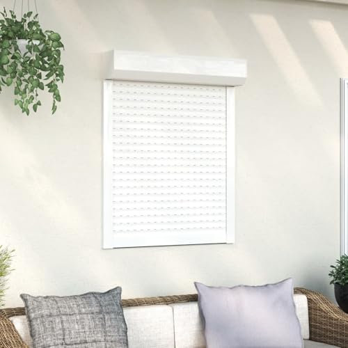 Rollladen Aluminium, Snsowed Aussenrolladen, Schrank Rollo, Außenrollo, Sonnenschutzrollo Außen, 80 x 100 cm Weiß