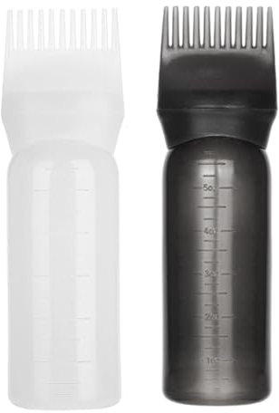Hair Oil Applicator Bottle - Root Comb Hairs Dye Brush Applicators with Graduated 6 Ounce Scale (2pcs)