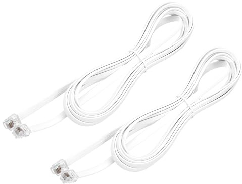 QUARKZMAN 2er Pack 3 mTelefonkabel RJ12 6P6C Für Zuhause Büro Weiß | Stecker Auf Stecker Gerade Verdrahtetes Telefonkabel, Telefonkabel