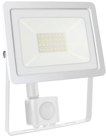 ledomec LED Scheinwerfer/Fluter/Strahler mit Bewegungsmelder IP65 Außenstrahler neutralweiß 4000K (weiß, 20W)