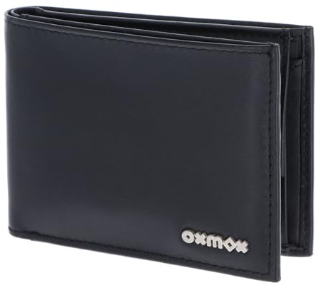 Oxmox Leder Geldbörse Leather RFID Protect Pocketbörse Pure 2.0 Metal Square Black schwarz