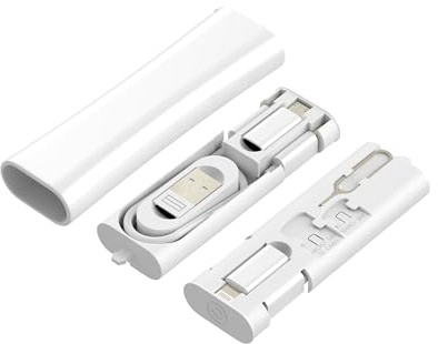 Travel Gadgets - Cable adaptador USB (5 en 1), 60 W, carga USB C, 27 W, Lightning para iPhone 17, 16, 15, 14 Pro Max, Datos Micro USB, kit múltiple, estuche móvil, caja, tarjeta, llavero, organizador