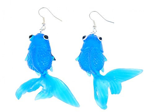 Miniblings Goldfisch Ohrringe Kampffisch Fisch Aquarium Fische Koi dunkelblau - Handmade Modeschmuck I Ohrhänger Ohrschmuck versilbert
