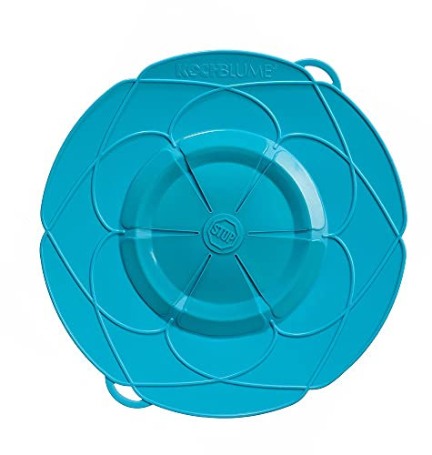 Kochblume das Original, Silikon Überkochschutz für Töpfe und Pfannen, Mikrowellen-Deckel, Spritzschutz und Dampfgar-Aufsatz | (türkis, XL | Topfgröße 20-28cm)