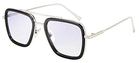 FEISEDY Retro Square Pilot Sunglasses Iron Man Tony Stark Sunglasses Trendy Downeyer Gradient Lens B2510