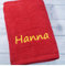 Handtuch mit Namen Bestickt Duschtuch Geschenk Badetuch 500 g/m2 (Rot, 30 x 50 cm)