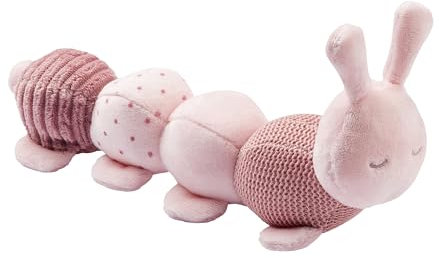 Nattou Aktiv-Kuscheltier aus Polyester, Kuscheltier-Raupe mit Rassel und Quietsche, Für Neugeborene und Frühchen, 26 cm, Lapidou, Pink