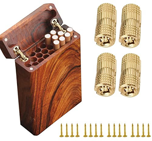 Tonnenscharnier, 4Teile/paket Tonnenscharnier Kupfer Messing Scharnier Unsichtbar Verdeckte Kupfer Scharnier Möbelscharniere für DIY Holztür Geschenkboxen Schmuckschatulle 8mm 180 ° Öffnungswinkel
