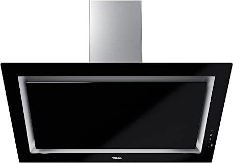 Teka DLV 98660 TOS - Campana Extractora Decorativa Vertical de 90 cm, Aspiración Perimetral, Doble Turbina, 3 Velocidades + 1 Intensiva, Mandos Digitales, Cristal Negro