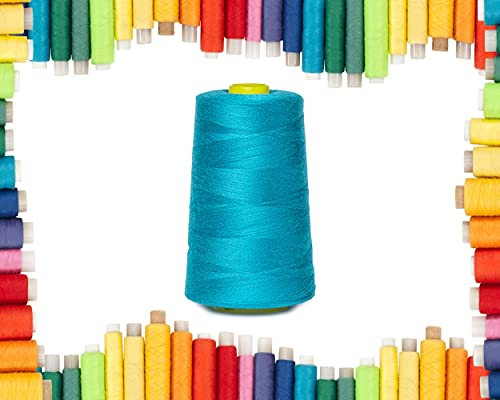Rohans Overlockgarn 40/2 (120), 5000 Yards (4570 Meter) Nähgarnkegel, Nähmaschinengarnkegel, mehrfarbige Garnkegel, 100% Polyester-Material (Türkis, 1)