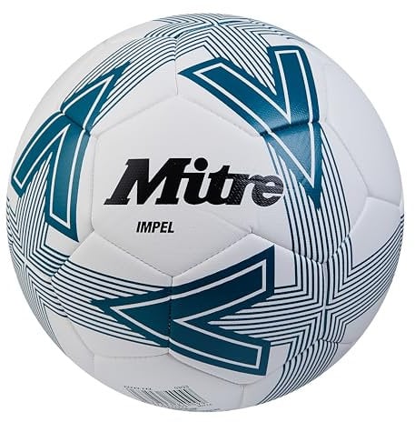 Mitre Impel Training Football With Ball Pump, White/Pitch Green/Black, Size 4