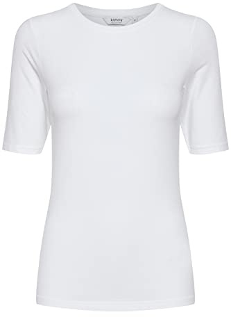 b.young BYPAMILA Tshirt Tshirt - Damen T-Shirt Kurzarm Shirt Basic mit Rundhalsausschnitt, Größe:M, Farbe:Optical White (80100)