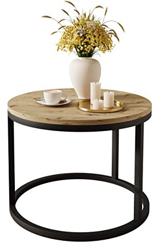 lukmebel Couchtisch CIRI, 60x60x42cm, Artisan, rund, schwarz