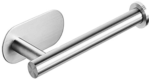 Portarrollos Baño Adhesivo, Portarrollo para Papel Higiénico Autoadhesivo para Baños Inoxidable, Sin Taladro (Plata)