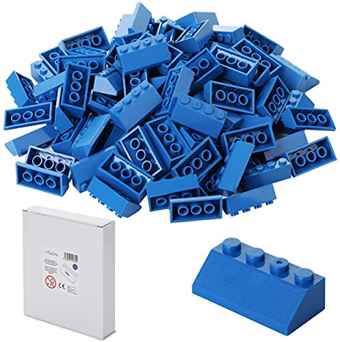 100 Bausteine In Dachform, Kompatibel Zu Allen Anderen Herstellern - Blau