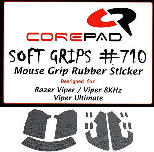 Corepad Soft Grips - Selbstklebende vorgeschnittene Anti-Rutsch Aufkleber für PC Gaming Mäuse (Black, Razer Viper/Viper 8KHz / Viper Ultimate)