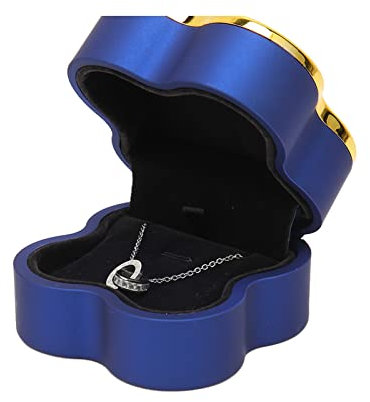 YUYTE Samt Halsketten Anhänger Box, LED beleuchteter Anhänger, Schmuck, Geschenkbox, Halsketten Vitrine, Vitrine für Vorschlag, Verlobung, Hochzeitstag, Geburtstag, Valentinstag(Navy blau)