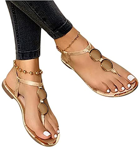 Dasongff Sandales Plates Bohème Fleurs Nu Pieds Femme Été Confortable Tongs Mode Femme Semelle Confortable Flip Flops