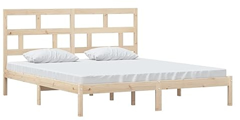 vidaXL Massivholzbett, Bett Holzbett für Schlafzimmer, Bettgestell Bettrahmen mit Kopfteil Lattenrost, Doppelbett Schlafzimmerbett, 180x200cm